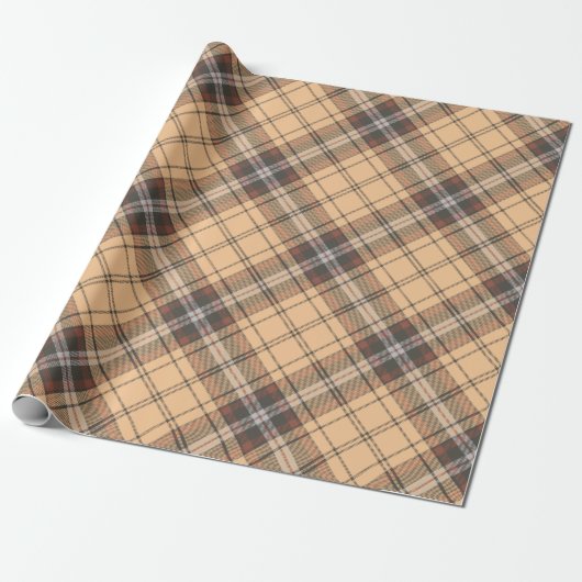 Tartan rotiert in Beige und Brown Geschenkpapier (Ungerollt)