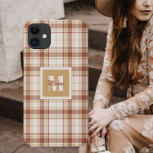 Tartan - Rustikales Braun und Zement Weißes Handy