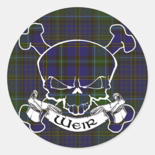 Tartan-Schädel Runder Aufkleber