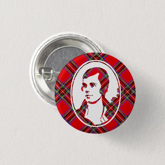 Tartan-Schottlands Barde Robbie Brände Button (Vorne & Hinten)
