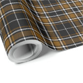 Tartan - Schwarz-Deep Honey Brown-Off White Geschenkpapier (Rolleneckpunkt)