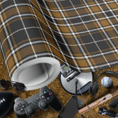 Tartan - Schwarz-Deep Honey Brown-Off White Geschenkpapier