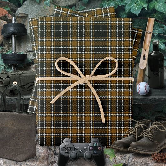Tartan - Schwarz-Deep Honey Brown-Off White Geschenkpapier Set