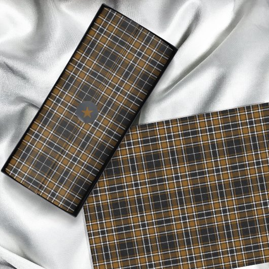 Tartan - Schwarz-Deep Honey Brown-Off White Seidenpapier