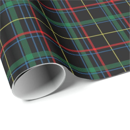 Tartan (schwarz/Grün/Rot) Geschenkpapier (Rolleneckpunkt)