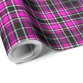 Tartan - Schwarz-heiß-rosa-weiß Geschenkpapier (Rolleneckpunkt)