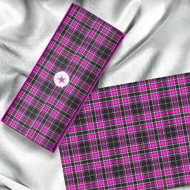Tartan - Schwarz - Heiß rosa Weiß Seidenpapier