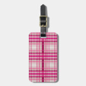 Tartan Schwarz-Rosa Kariert Classic Blau Gepäckanhänger (Vorderseite vertikal)