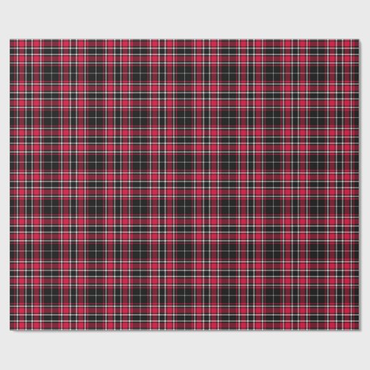 Tartan - Schwarzweiß Geschenkpapier (Flach)