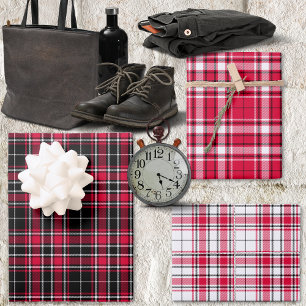 Tartan - Schwarzweiß-Weiß-Unterschied Geschenkpapier Set