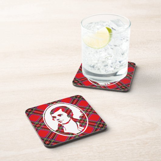 Tartan Scotlands Bard Rabbie Burns Getränkeuntersetzer (Rechte Seite)