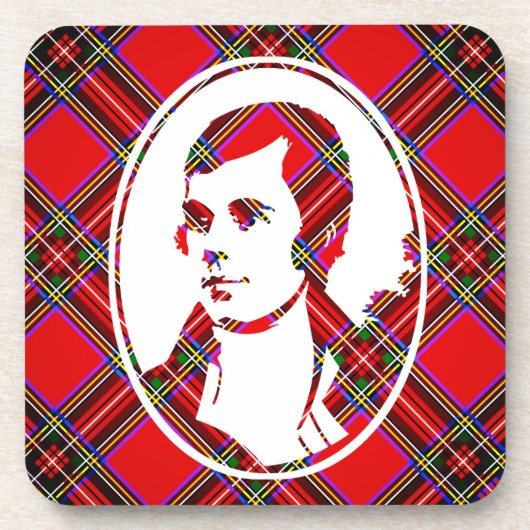 Tartan Scotlands Bard Rabbie Burns Getränkeuntersetzer (Vorderseite)