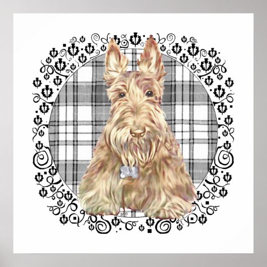 Tartan Scottie Black & White Poster (Vorne)