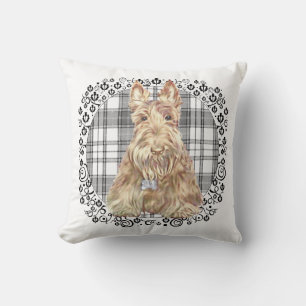 Tartan Scottie Schwarz-Weiß Kissen