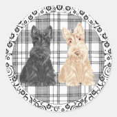 Tartan Scotties Runder Aufkleber (Vorderseite)