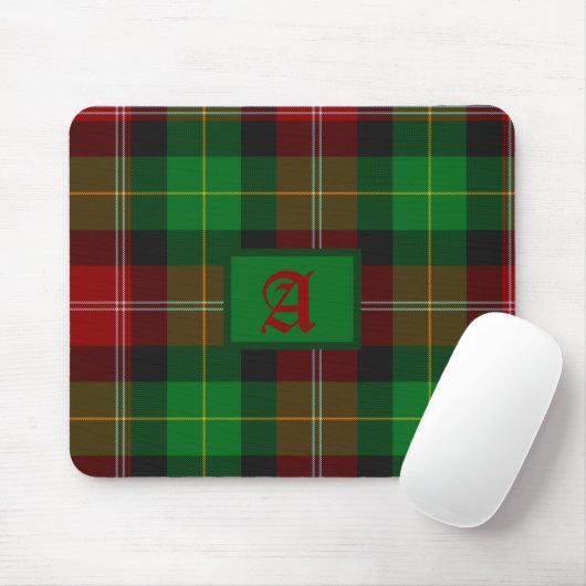 Tartan Scottish Kariert Red & Green Monogram Mousepad (Mit Mouse)