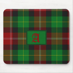 Tartan Scottish Kariert Red & Green Monogram Mousepad