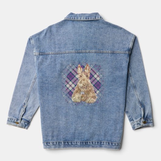Tartan Scottish Terrier Jeansjacke (Rückseite)