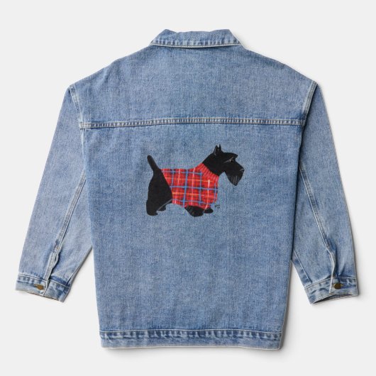 Tartan Scottish Terrier Jeansjacke (Rückseite)