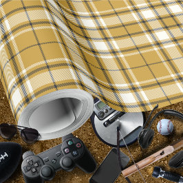 Tartan - Senf-Gold-Elfenbein und Grafit Geschenkpapier