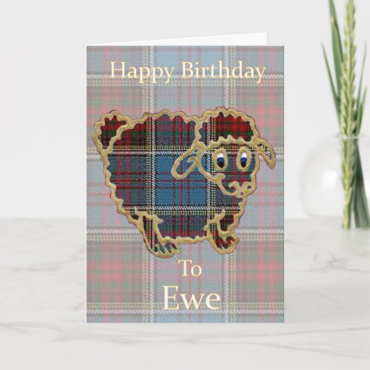 Tartan Sheep "Happy Birthday to Ewe" Funny Karte (Vorderseite)
