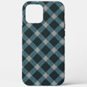 Tartan-Stil in grauem Cyan und hellem Relief Case-Mate iPhone Hülle (Rückseite)