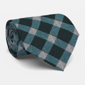 Tartan-Stil in grauem Cyan und hellem Relief Krawatte (Gerollt)