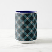 Tartan-Stil in grauem Cyan und hellem Relief Tasse (Zentrum)