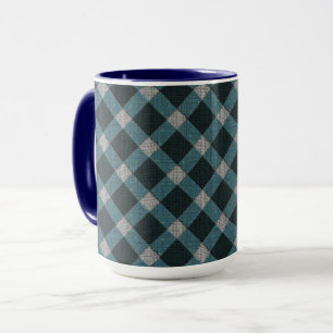 Tartan-Stil in grauem Cyan und hellem Relief Tasse