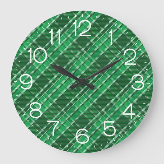 Tartan Swahili Green Kariert Pattern-88675 Große Wanduhr (Vorderseite)