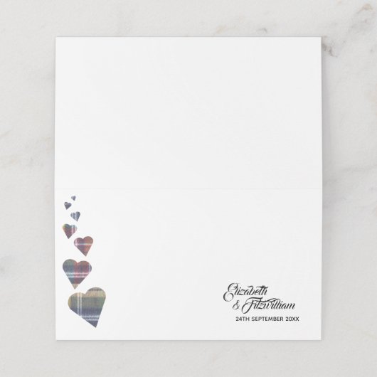 Tartan Table Platzkarte oder Escortkarte (Außenseite Aufgefaltet)