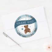 Tartan Teddy Bear, Baby Boy Shower LARGE STICKER (Umschlag)