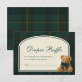 Tartan Teddy Bear Baby Shower Diaper Raffle Begleitkarte (Vorne/Hinten)