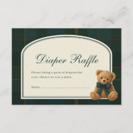 Tartan Teddy Bear Baby Shower Diaper Raffle Begleitkarte