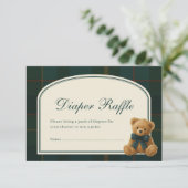 Tartan Teddy Bear Baby Shower Diaper Raffle Begleitkarte (Stehend Vorderseite)
