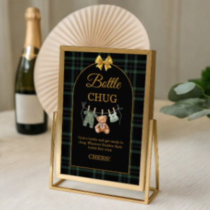 Tartan-Teddybär-Babyflaschen-Saufspiel-Schild  Poster