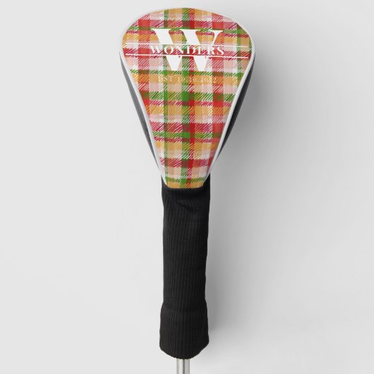 Tartan-Textur Karomuster mit Monogramm Golf Headcover (Vorderseite)
