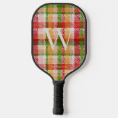 Tartan Texture Monogrammed Name Pickleball Schläger (Rückseite)