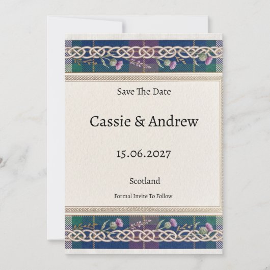 Tartan Thistle Hochzeit Save The Date (Vorderseite)