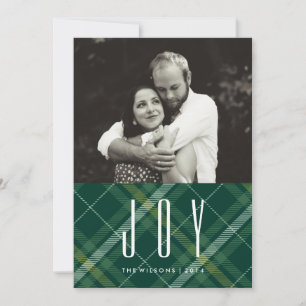 Tartan Tidings JOY Karo Gingham Feiertags-Fotokart Feiertagskarte