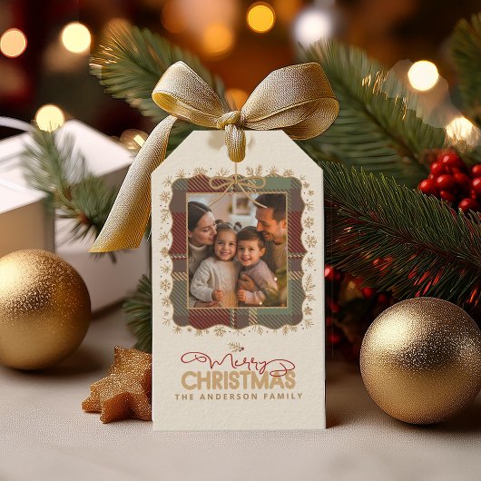 Tartan-Trim-Christmas-Einzelbild-Vorlage ID1141A Geschenkanhänger