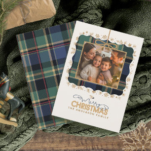Tartan Trim Christmas One Foto Template ID1141B Feiertagskarte