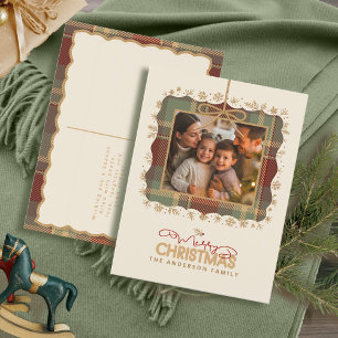 Tartan-Trim-Christmas-One Photo Template ID1141A Feiertagspostkarte
