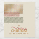 Tartan Twill Frohe Weihnachten Rot Grün ID1141A Weinetikett (Einzelnes Label)