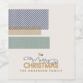 Tartan Twill Merry Christmas Blue ID1141B Weinetikett (Einzelnes Label)