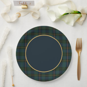 Tartan- und Goldteller  Pappteller