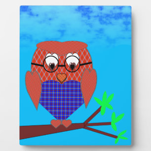 Tartan und Herz Owl Fotoplatte