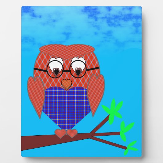 Tartan und Herz Owl Fotoplatte (Vorderseite)