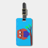 Tartan und Herz Owl Gepäckanhänger (Vorderseite vertikal)