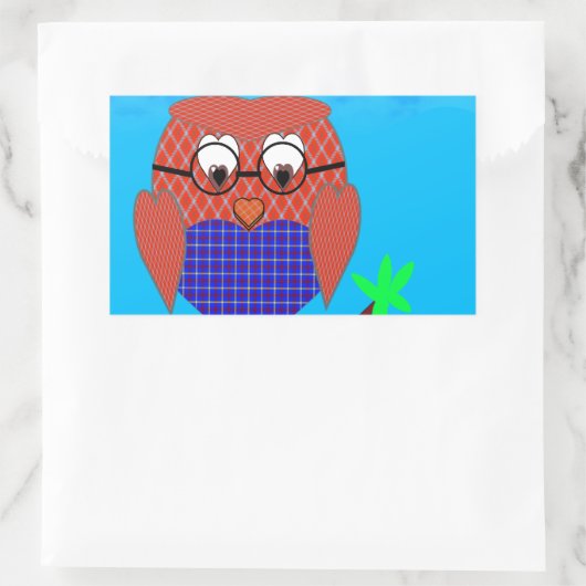 Tartan und Herz Owl Rechteckiger Aufkleber (Tasche)